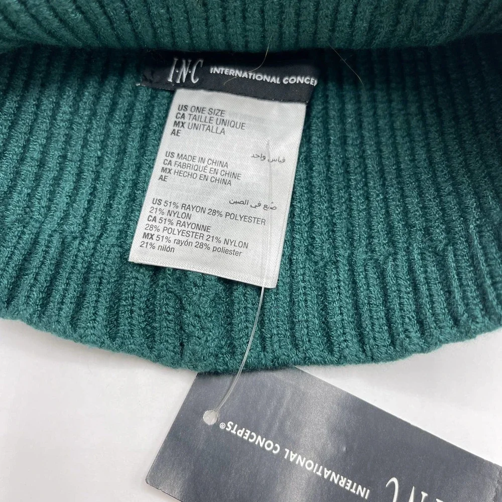INC International Concepts Gemstone Beanie Forest Green - Picture 2 of 3